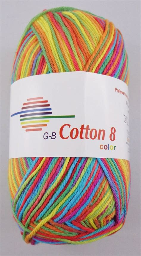 G B Cotton 8 Color 50g Baumwollgarn In Printfarben Basic