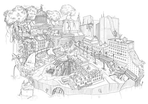 Destroyed City Drawing