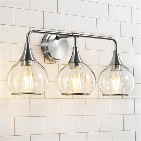 Brushed Nickel Bathroom Vanity Light 3 Lights Bathroom Light Fixtures