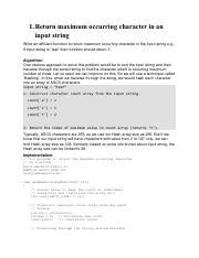 String Pdf 1 Return Maximum Occurring Character In An Input String