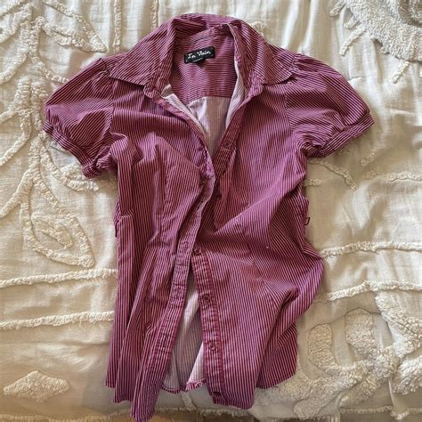 Women S Pink And White Blouse Depop