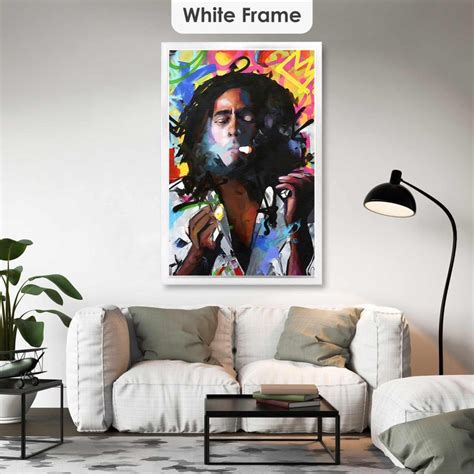 Bob Marley Street Art Graffiti Legendary Singer Roll up Canvas ...