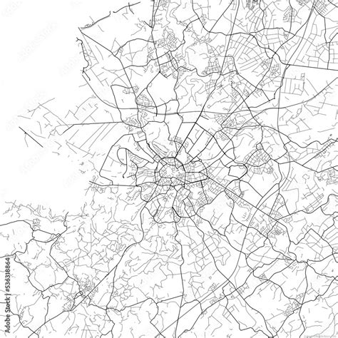 Area map of Aachen Germany with white background and black roads Stock ...