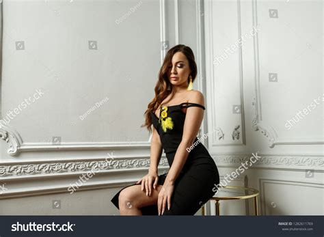 Beautiful Sexy Brunette Girl Dress Posing Stock Photo 1282611769 Shutterstock