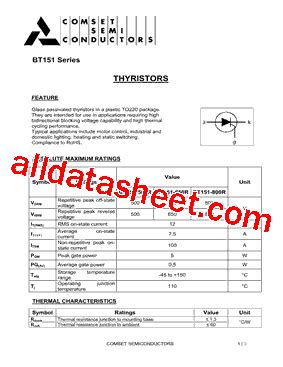 BT151-500R Datasheet(PDF) - Comset Semiconductor