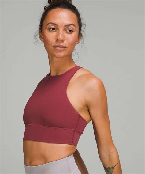 Lululemon Energy High Neck Longline Tough Bra Medium Support B D Cups Mulled Wine Lulu