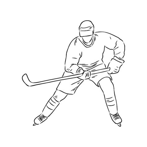 Premium Vector | Ice hockey player isolated vector silhouette ink drawing