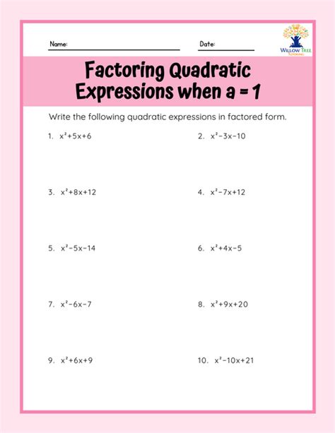 Free Printable Factoring Trinomials Worksheets Pdfs Worksheets Library