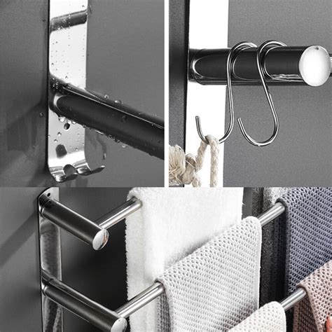 Cm Single Double Towel Rail Rack Wall Mounted Stainless Bathroom