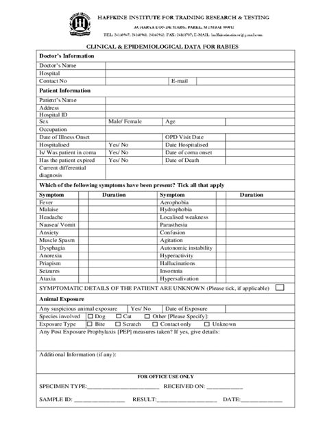 Fillable Online Rabies Patient Information Fact Sheet Mpr Fax Email