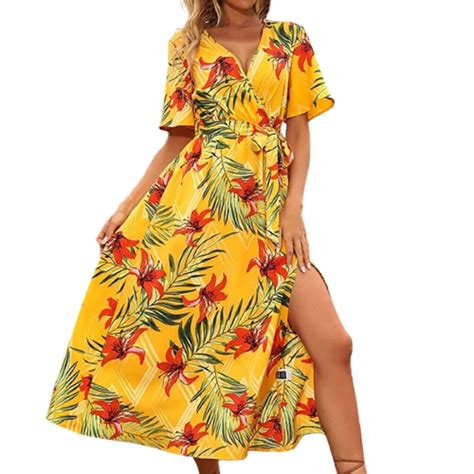 Nsqfkall Womens Floral Boho Midi Dresses 2024 Summer Dress Casual