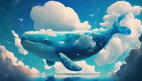 Premium Ai Image Whale In The Sky With Illustration Of Clouds On A Blue Background Beautifully