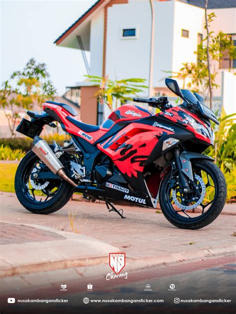 Decal Stiker Ninja 250 Fi Merah Hitam Sticker Full Body