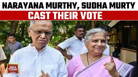 Lok Sabha Polls Narayana Murthy And His Wife Sudha Murty Cast Their Vote In Bengaluru