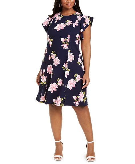 Jessica Howard Plus Size Floral Print Fit And Flare Dress Macys