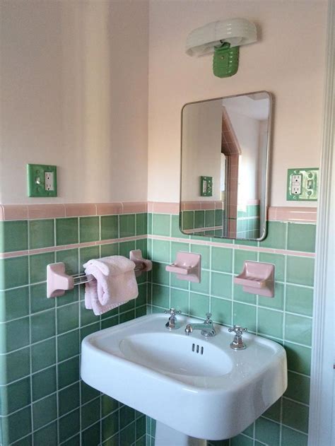 See Jane Design A Vintage Style Green And Pink Tile Bathroom For Her