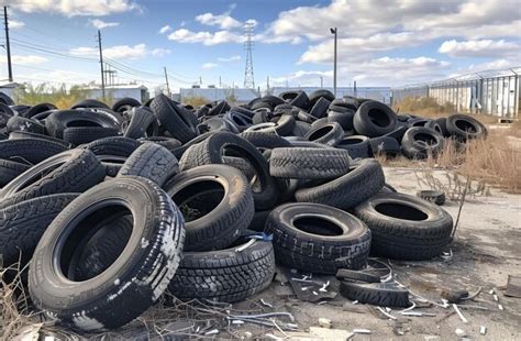 Premium Photo Old Tires Dumped In Landfill A Pile Of Old Tires At An