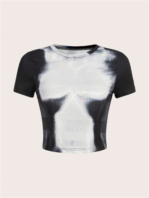 Shein Icon Body Heat Map Print Crop Tee Shein Usa