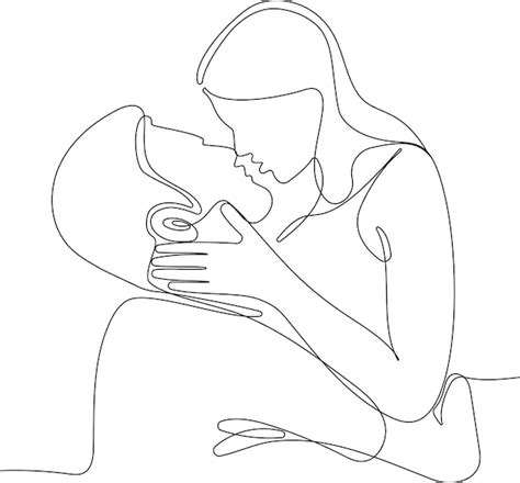 Premium Vector One Line Drawing Of Man Hugging Him Self Vector