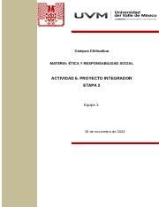 ÉTICA Y RESPONSABILIDAD SOCIAL Avance 2 Proyecto integrador docx