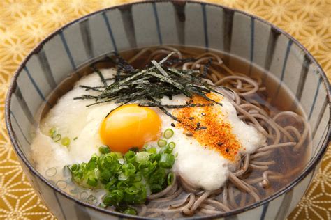 Tsukimi Soba Traditional Noodle Dish From Japan