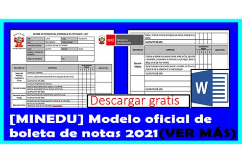 Ministerio De Educación Modelo Oficial De Boleta De Notas 2021 Verdadera Educación