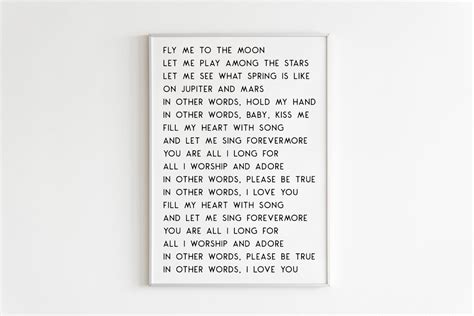 Fly Me to the Moon Lyrics Printable Wall Art,fly Me to the Moon Print ...