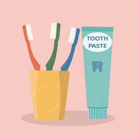 Premium Vector Toothbrush In A Glass With Toothpaste On Pink