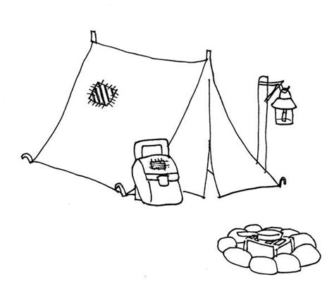 Camping, : Camping Tent and Campfire Coloring Page | Camping drawing ...