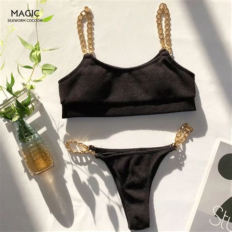 Bikini Con Cadena De Tela Especial Para Mujer Conjunto De Bikini Sexy