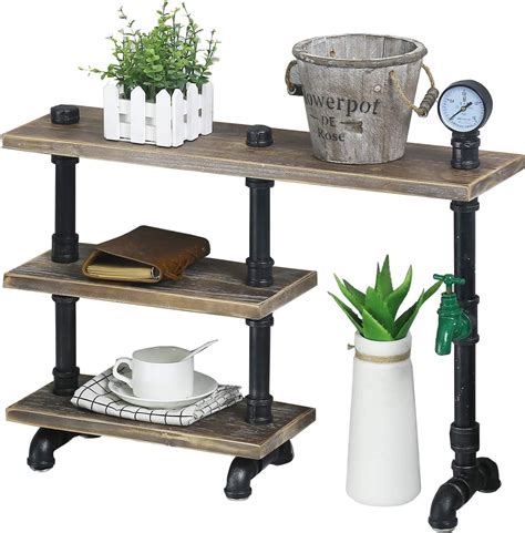 Amazon Mbqq Industrial Pipe Wood Shelf Tier Desk Organizer