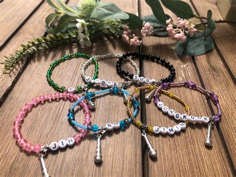 Bts Pulseras Hechas A Mano Nombres De Etapa Los Miembros Etsy