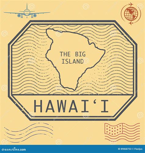 Retro Vintage Postage Stamps Set Hawaii The Big Island Stock Vector