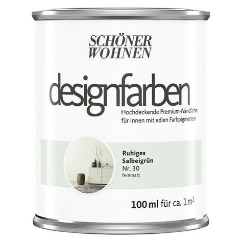 SCHÖNER WOHNEN Farbe Wandfarbe Designfarbe Ruhiges Salbeigrün 100 ml