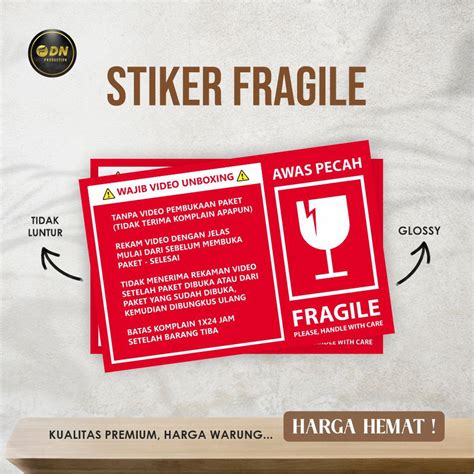 Jual Stiker Fragile Murah Sticker Unboxing Pengiriman Stiker Fragile