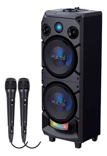 Caixa De Som Amplificada Pulse Storm Sp C Microfones Cor Preto