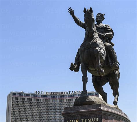 Equestrian statue of Tamerlane (Emir Timur) in Tashkent Uzbekistan