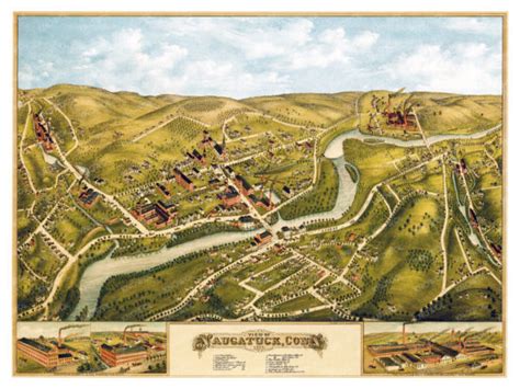 Beautifully restored map of Naugatuck, Connecticut from 1877 - CT Restored