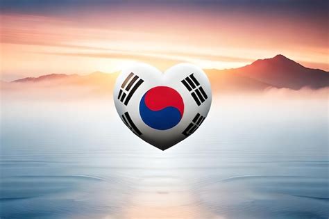 South Korea Flag Heart Banner Premium Ai Generated Image