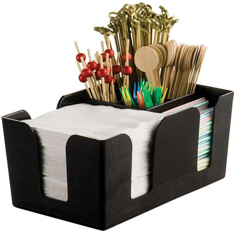 Bar Caddy Napkin Straw Holder 240 X 150 X 105mm Black Yamzar