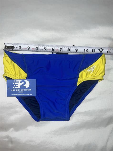 Mens Speedo Bikini Swim Brief Printed Powerflex Eco Sapphire Gold Size Ebay