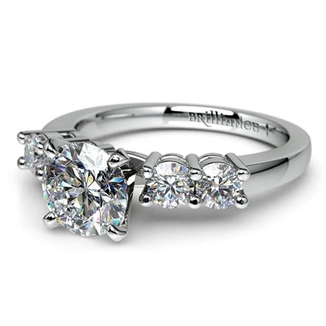 Round Diamond Engagement Ring In White Gold 1 3 Ctw