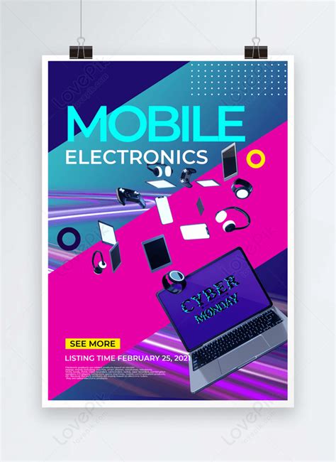 Cartel De Promoción De Productos Electrónicos Digitales De Moda Y