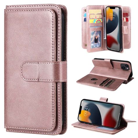 Iphone Plus Stand Card Slots Premium Pl Nboksfodral Roseguld