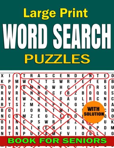 Large Print Word Search Puzzle Book For Seniors Large Print Word Finds Puzzle Book For Puzzlers