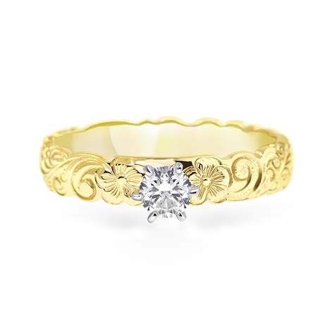 14k Hawaiian Diamond Makamae Ring Royal Hawaiian Heritage Jewelry