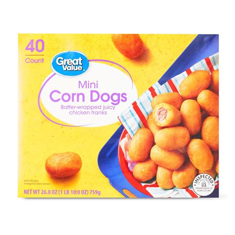 Great Value Frozen Mini Corn Dogs 26.8 oz 40 Count Batter-Wrapped