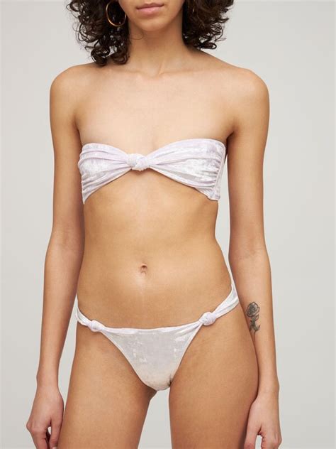 Buy Adam Selman Sport Velvet Knot Bikini Bottoms Violet At Off