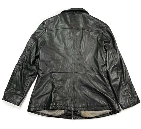 Wilsons Leather Jacket Womens Xl Black Full Zip Collar Gem