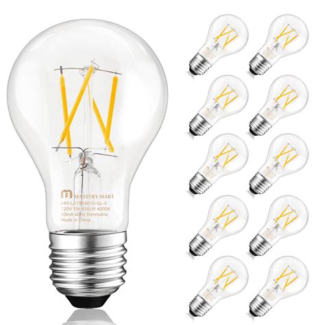 Mastery Mart Dimmable A Filament Vintage Led Light Bulbs With Clear